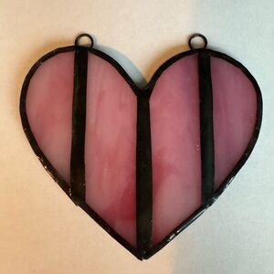 Handcrafted Stained Glass Pink Heart for Valentines Day